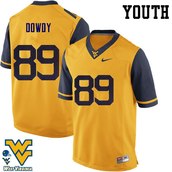 Youth #89 Rob Dowdy West Virginia Mountaineers College Football Jerseys-Gold - Click Image to Close